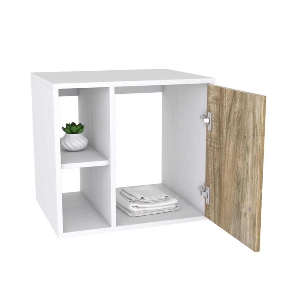 Conjunto para Banheiro Gabinete com Cuba Q32 e Espelheira Soft 500  Branco com Carvalho