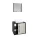 Conjunto para Banheiro Gabinete com Cuba Q32 e Espelheira Soft 500  Preto Onix com Snow
