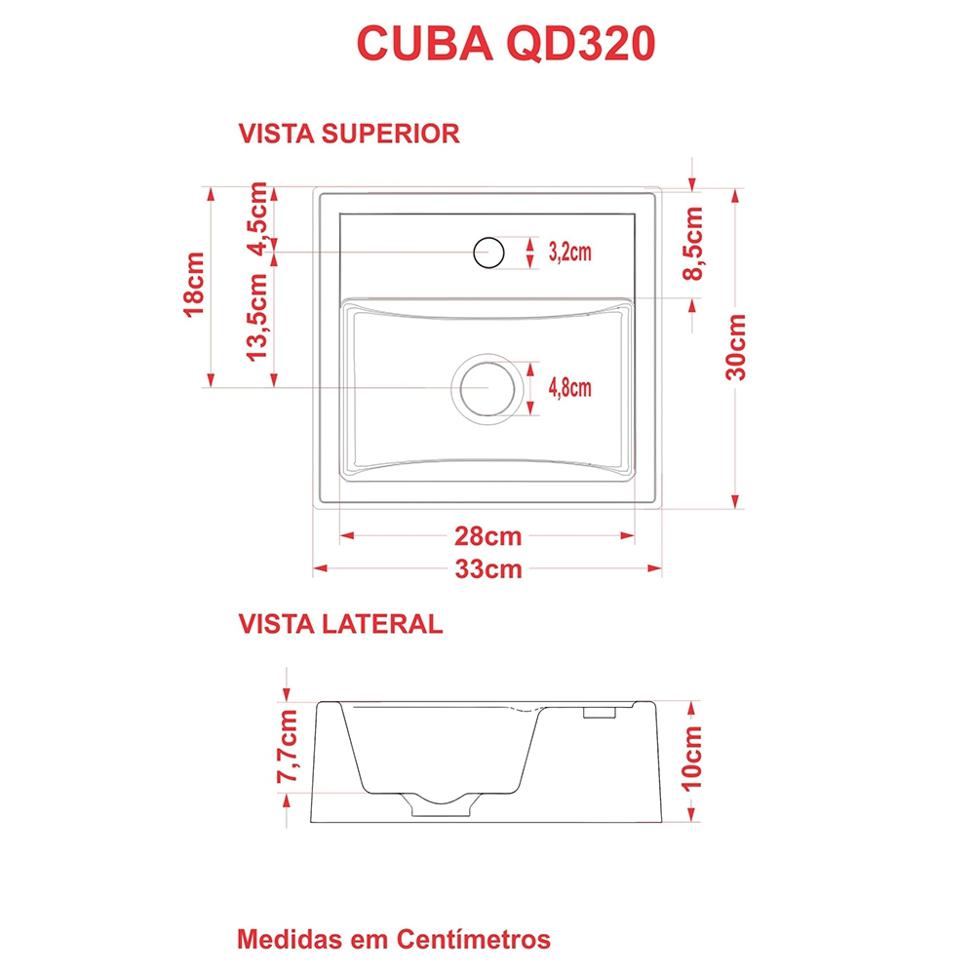 Conjunto para Banheiro Gabinete com Cuba Q32 e Espelheira Soft 500  Preto Onix com Snow