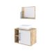 Conjunto para Banheiro Gabinete com Cuba Q32 e Espelheira Soft 600  Carvalho com Branco