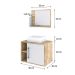 Conjunto para Banheiro Gabinete com Cuba Q32 e Espelheira Soft 600  Carvalho com Branco