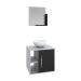 Conjunto para Banheiro Gabinete com Cuba Redonda R30 e Espelheira Soft 500  Branco com Preto Ônix