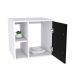 Conjunto para Banheiro Gabinete com Cuba Redonda R30 e Espelheira Soft 500  Branco com Preto Ônix