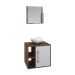 Conjunto para Banheiro Gabinete com Cuba Redonda R30 e Espelheira Soft 500  Nogal com Branco