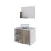 Conjunto para Banheiro Gabinete com Cuba Redonda R30 e Espelheira Soft 600  Branco com Carvalho Dark