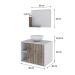 Conjunto para Banheiro Gabinete com Cuba Redonda R30 e Espelheira Soft 600  Branco com Carvalho Dark