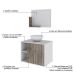 Conjunto para Banheiro Gabinete com Cuba Redonda R30 e Espelheira Soft 600  Branco com Carvalho Dark