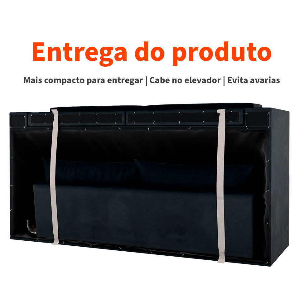 Conjuntos de Sofás 2 e 3 Lugares Lubeck Retrátil Preto