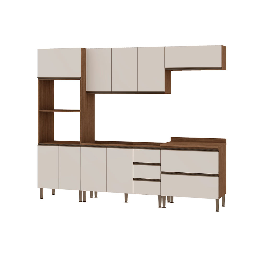 Cozinha Compacta Conecta 9 Portas 5 Gavetas Évano e Off White