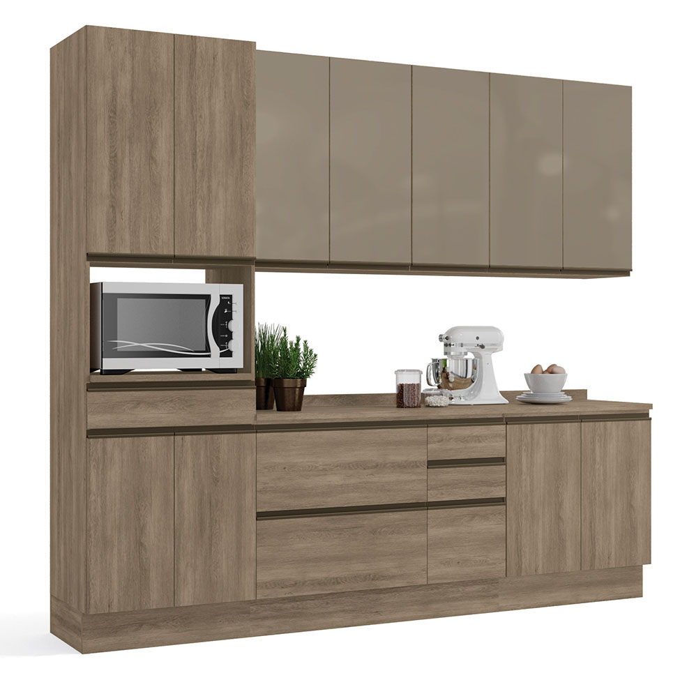 Cozinha Compacta Maxxi 12 Portas 5 Gavetas Nogal