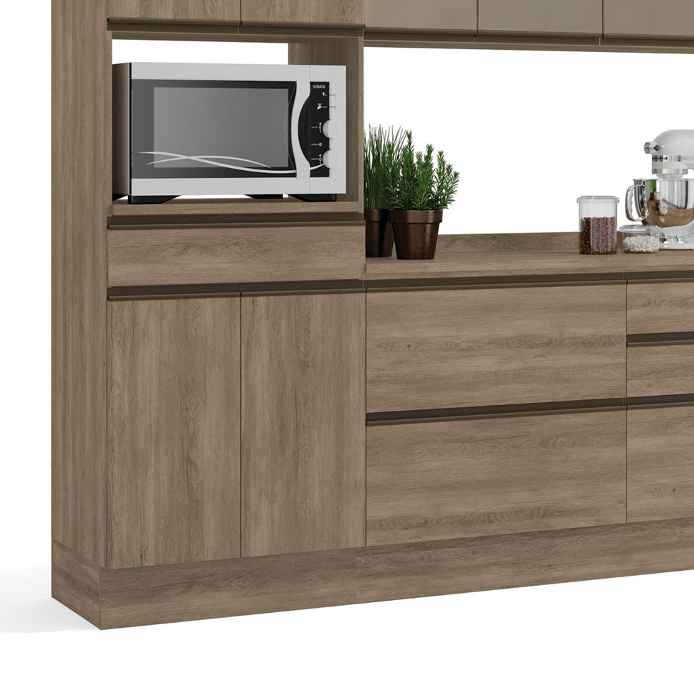 Cozinha Compacta Maxxi 12 Portas 5 Gavetas Nogal