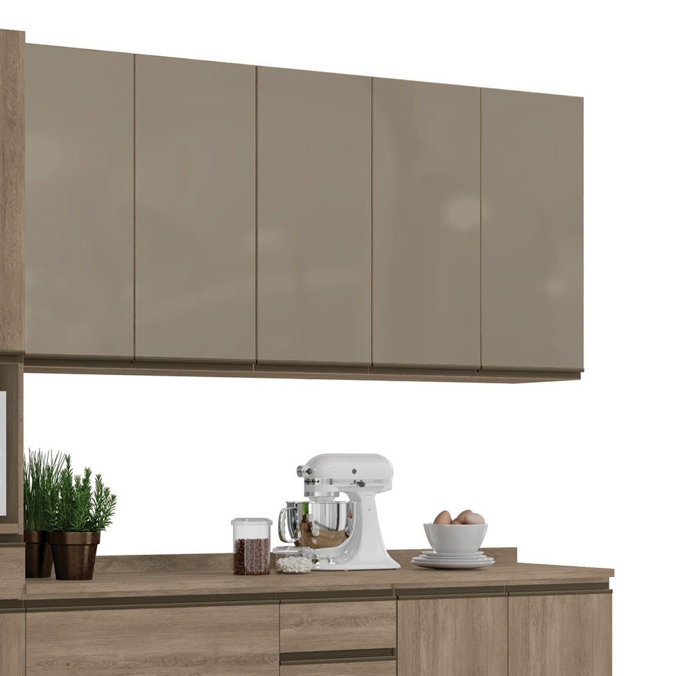 Cozinha Compacta Maxxi 12 Portas 5 Gavetas Nogal