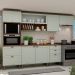 Cozinha Iluminata 7 Portas 4 Gavetas Verde Mint e Ébano