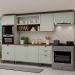 Cozinha Iluminata 7 Portas 4 Gavetas Verde Mint e Ébano