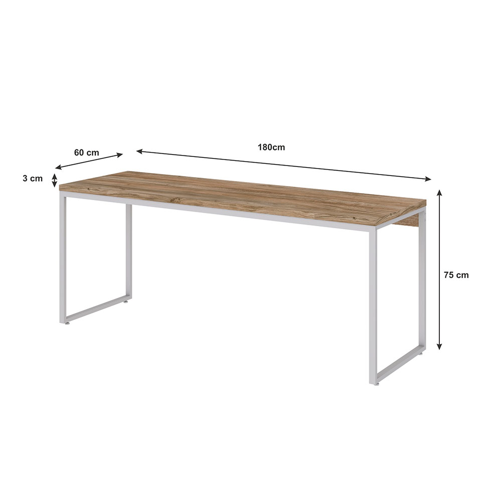Escrivaninha Nanda Carvalho e Branca 180 cm
