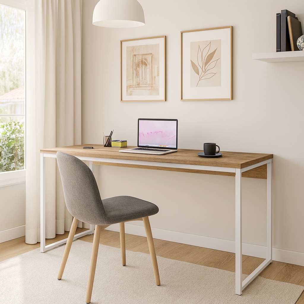 Escrivaninha Nanda Carvalho e Branca 180 cm