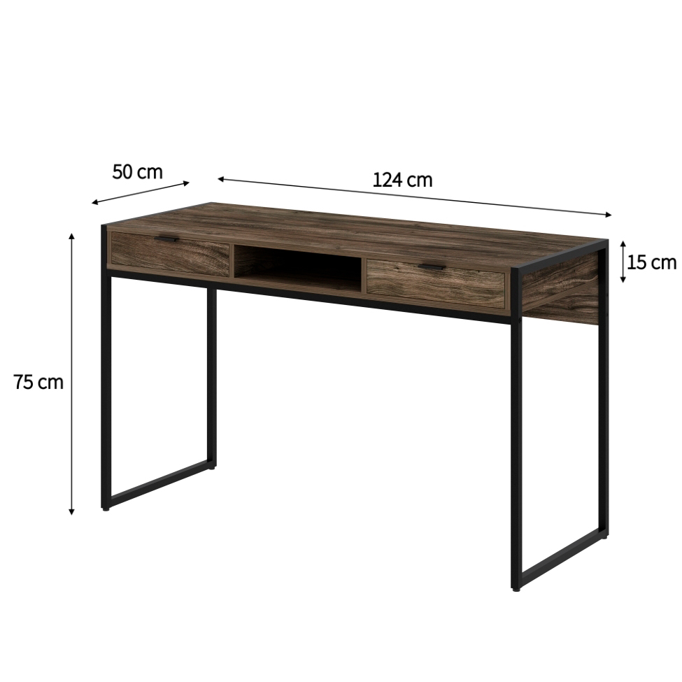 Escrivaninha Wooden 2 GV Carvalho Dark e Preta