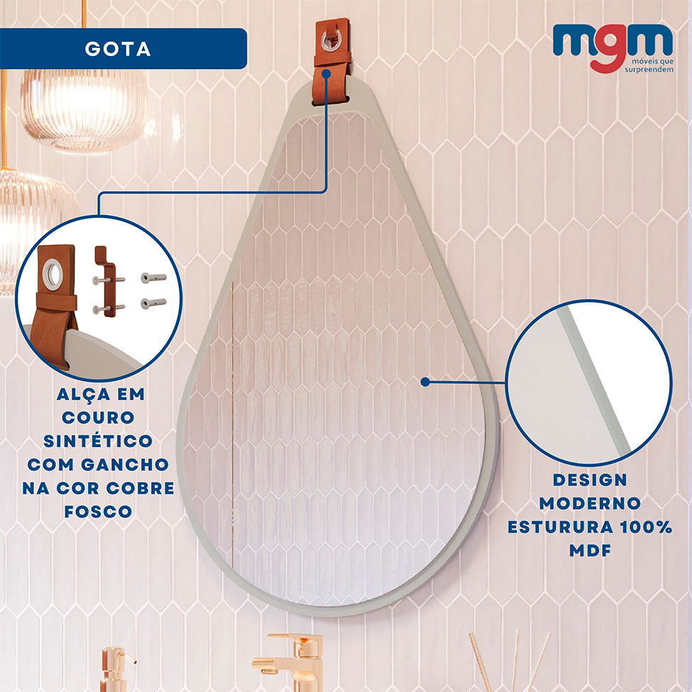 Espelho Decorativo Gota 50x76cm Pistache