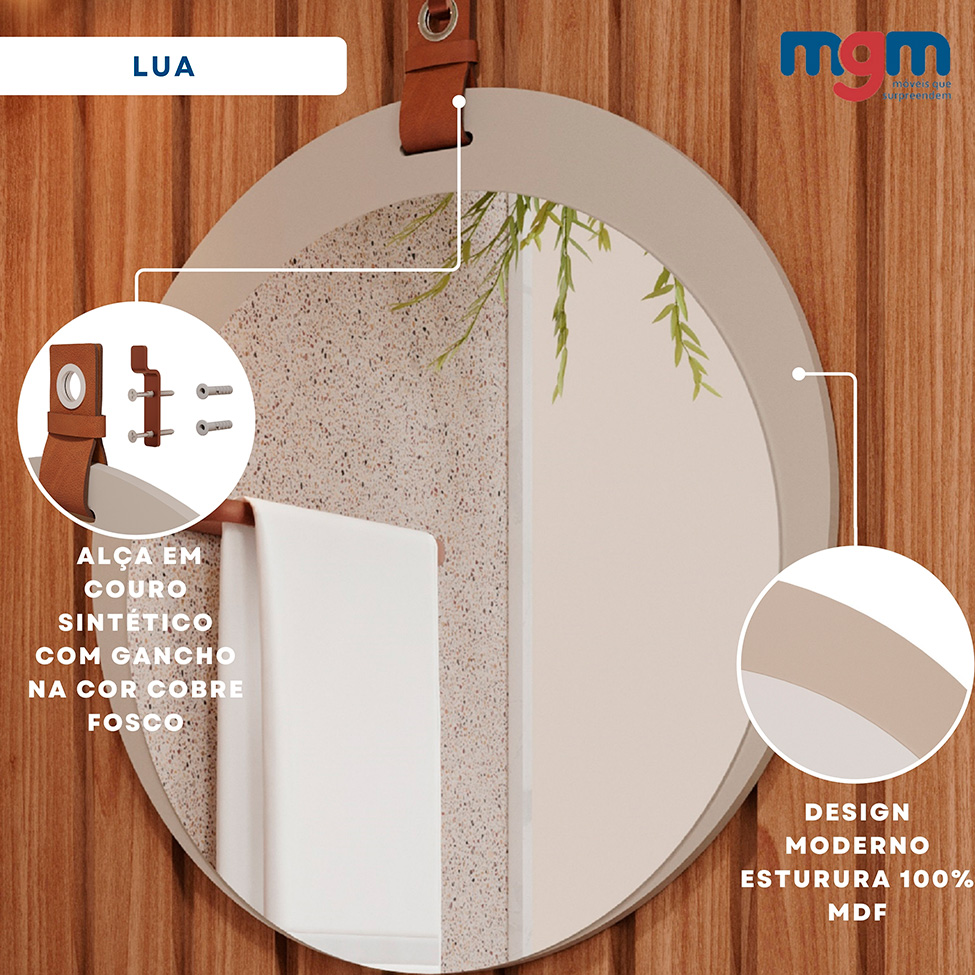 Espelho Decorativo Lua 60x60cm Capuccino