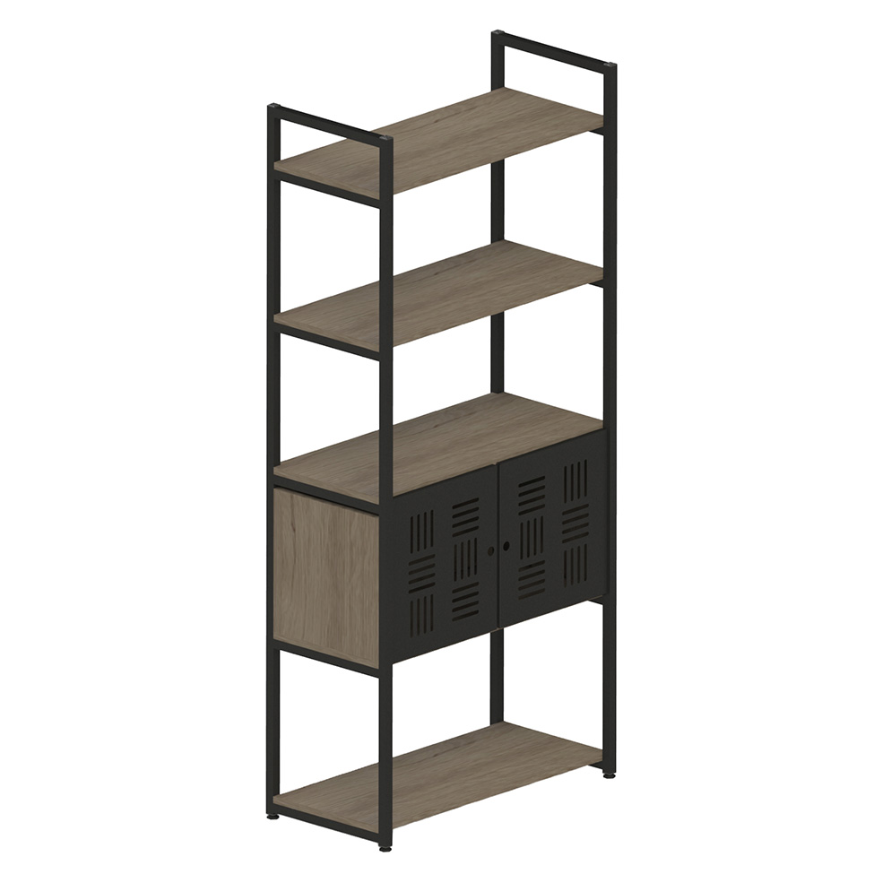 Estante Industrial UrbnFlex 2 PT Preta e Mel 152 cm