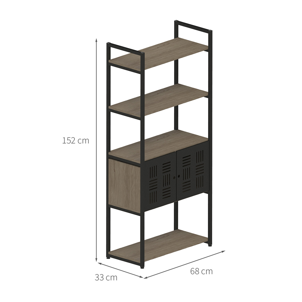 Estante Industrial UrbnFlex 2 PT Preta e Mel 152 cm