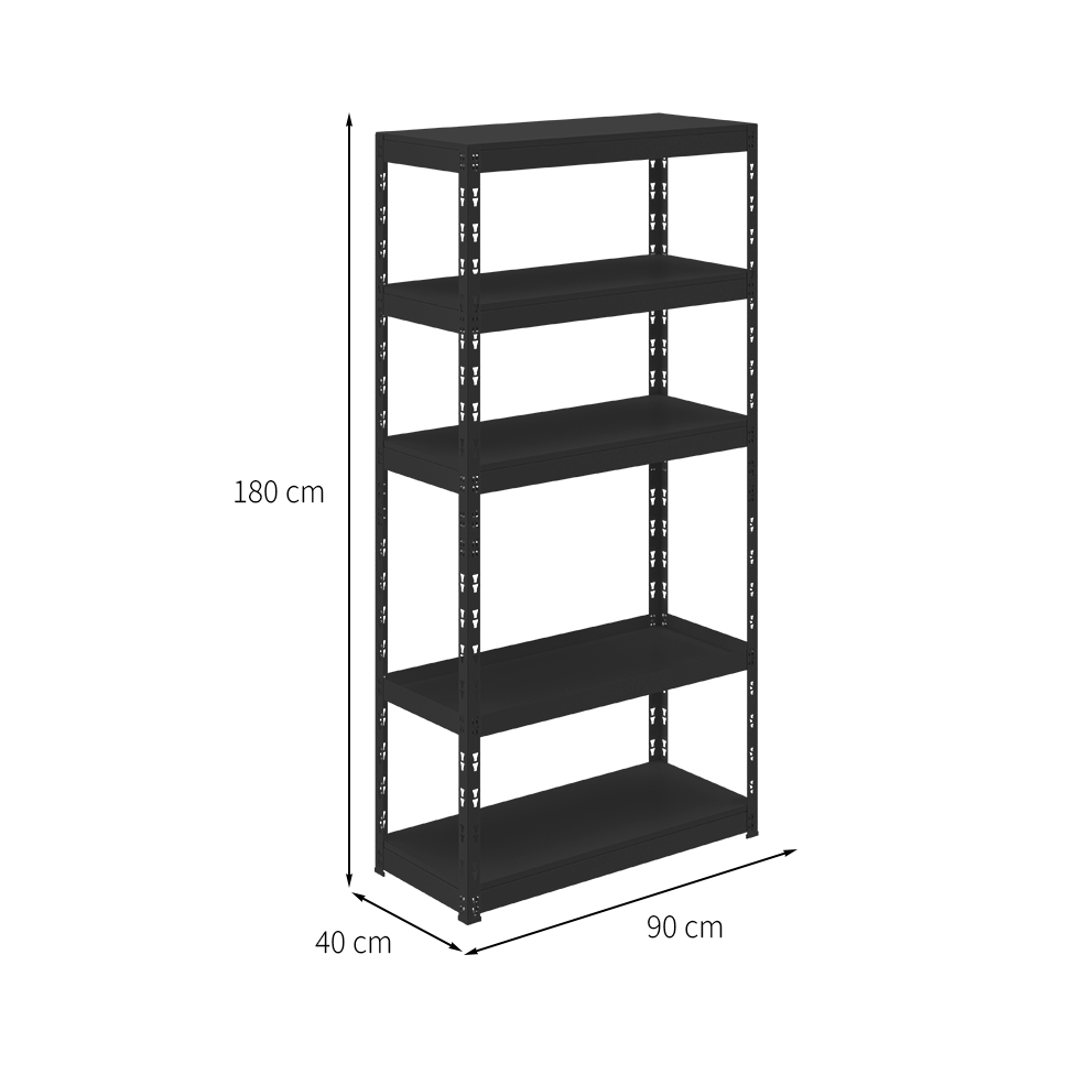 Estante Leeds Preta 180x90 cm