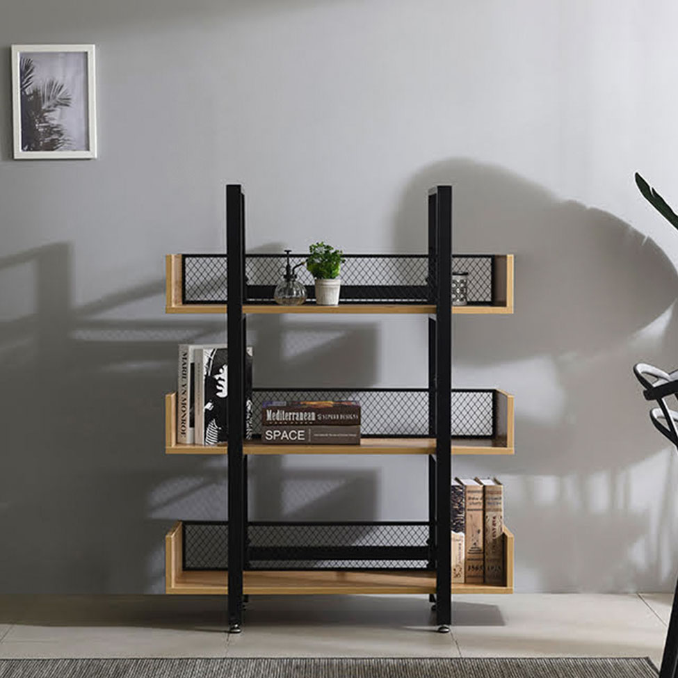 Estante Naarden Acácia e Preta 80 cm