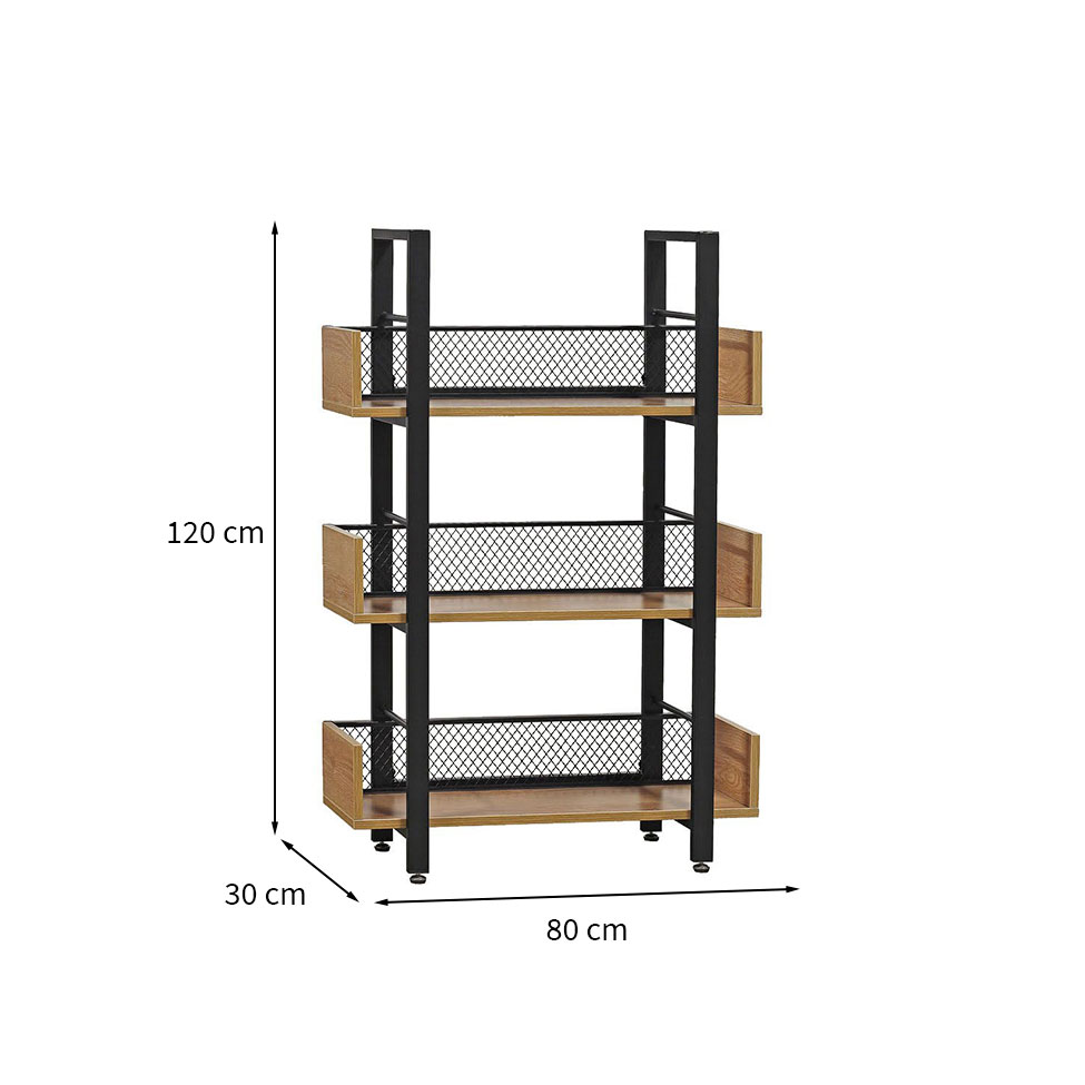 Estante Naarden Acácia e Preta 80 cm