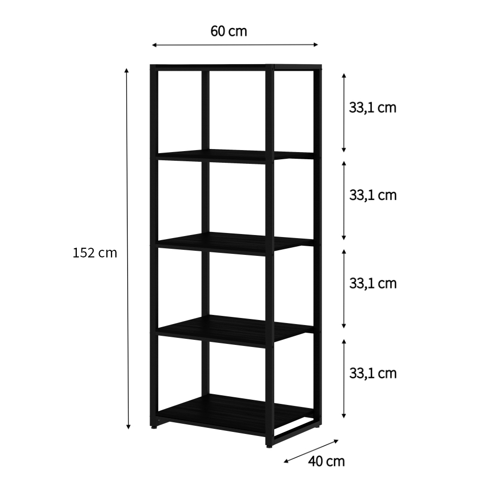 Estante Wooden Ônix e Preta