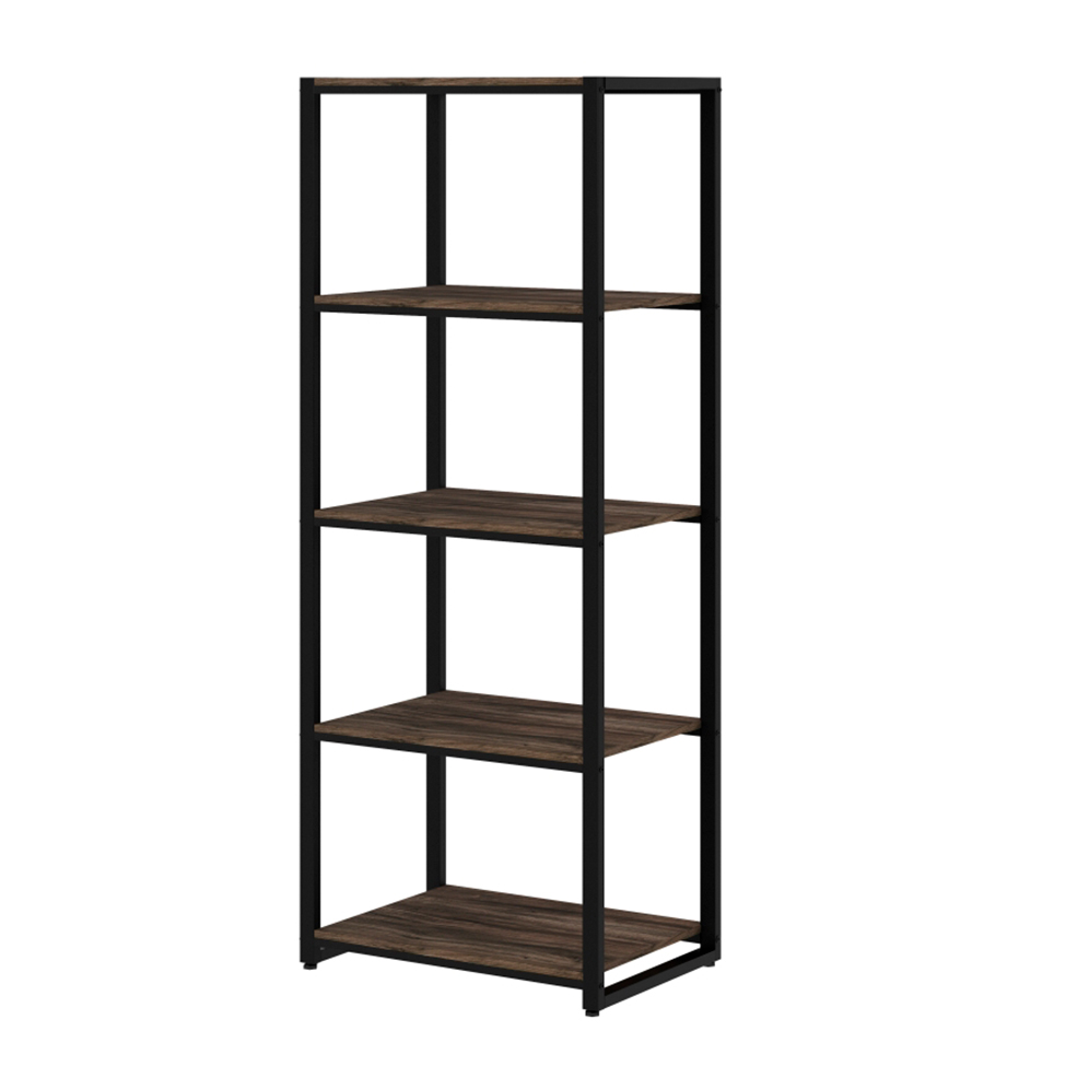 Estante Wooden Carvalho Dark e Preta