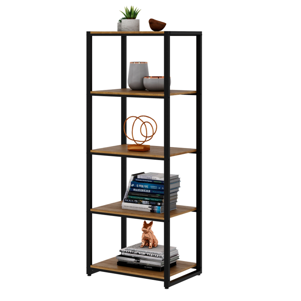 Estante Wooden Mel e Preta