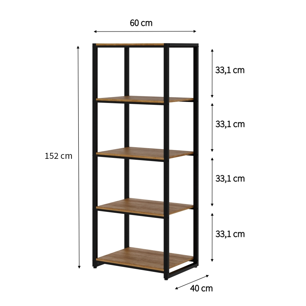 Estante Wooden Mel e Preta