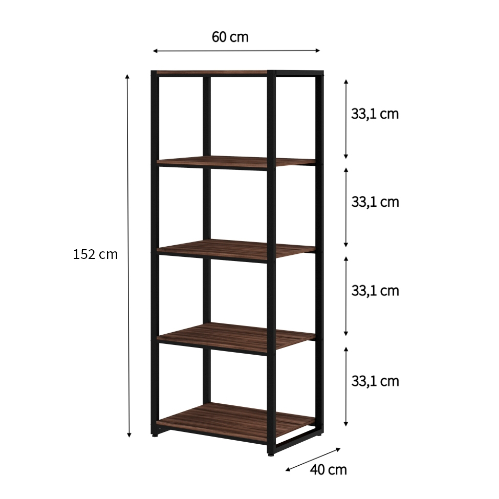 Estante Wooden Nogal e Preta