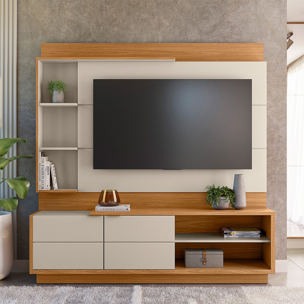 Estante para Home Theater e TV até 60 Polegadas Atlanta Nature e Off White