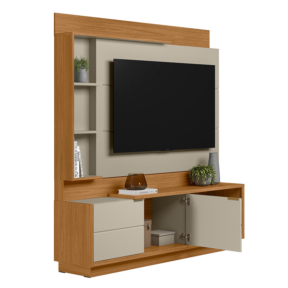 Estante para Home Theater e TV até 60 Polegadas Atlanta Nature e Off White