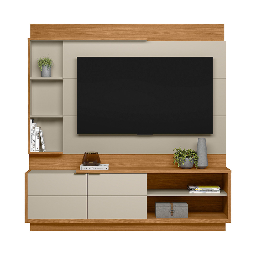 Estante para Home Theater e TV até 60 Polegadas Atlanta Nature e Off White