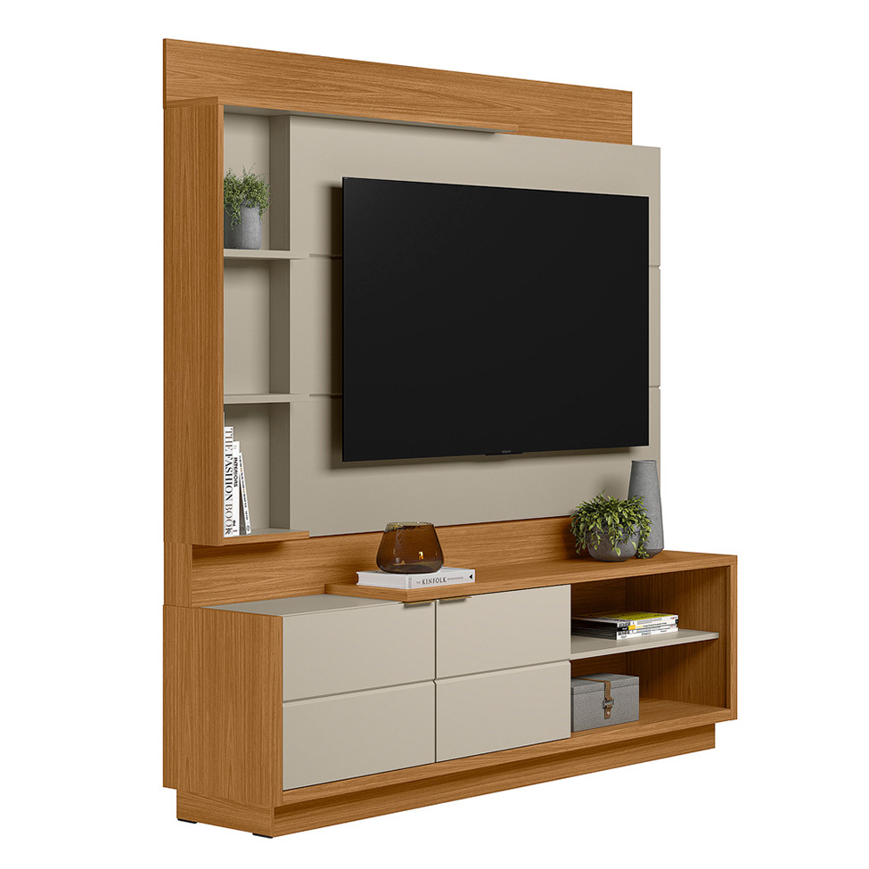 Estante para Home Theater e TV até 60 Polegadas Atlanta Nature e Off White