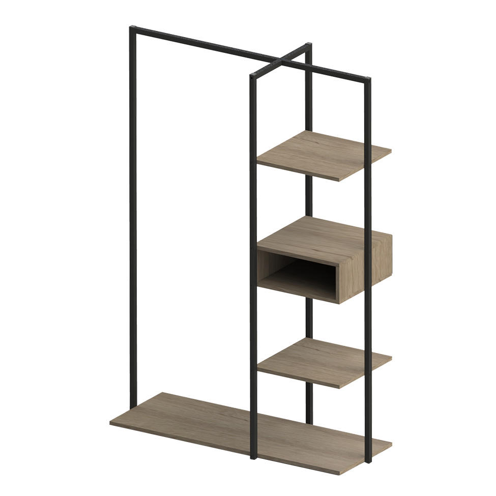 Guard-Roupa Closet Industrial UrbnFlex Preto e Mel 104 cm