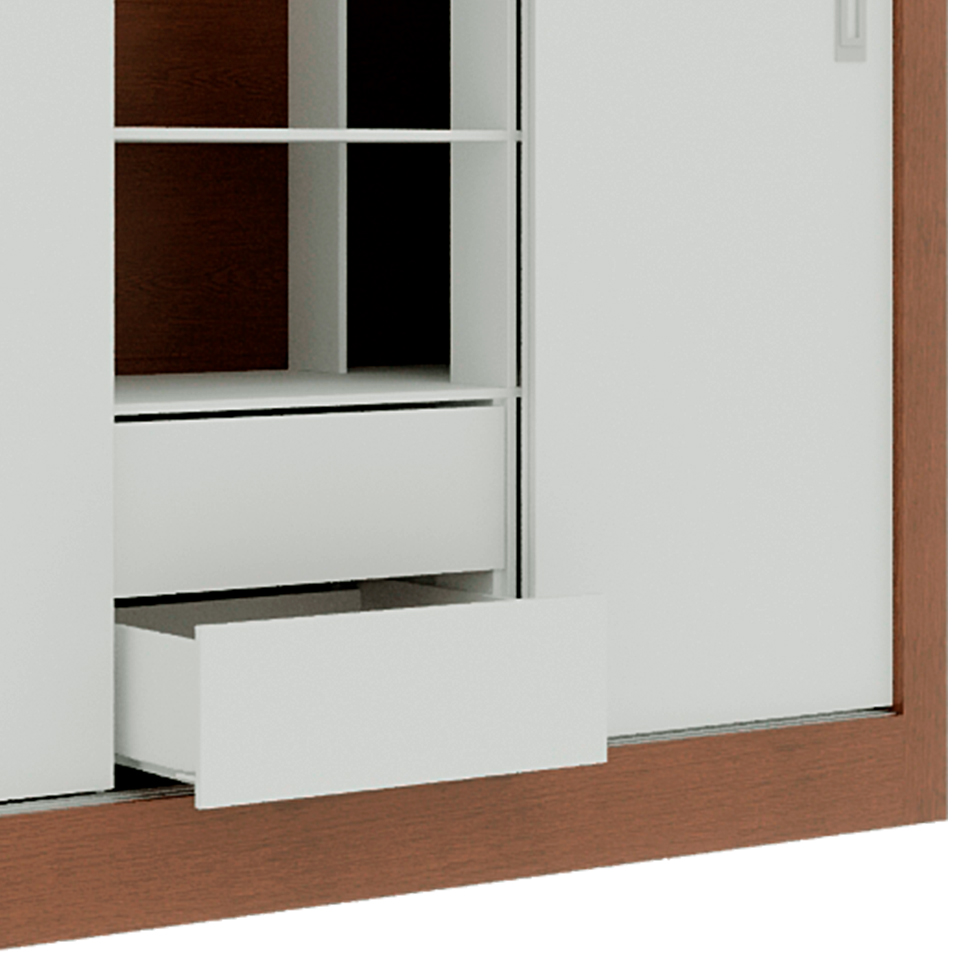 Guarda-Roupa Casal  Luiza 3 Portas 2 Gavetas Branco e Marrom 190 cm