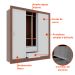 Guarda-Roupa Casal  Luiza 3 Portas 2 Gavetas Branco e Marrom 190 cm