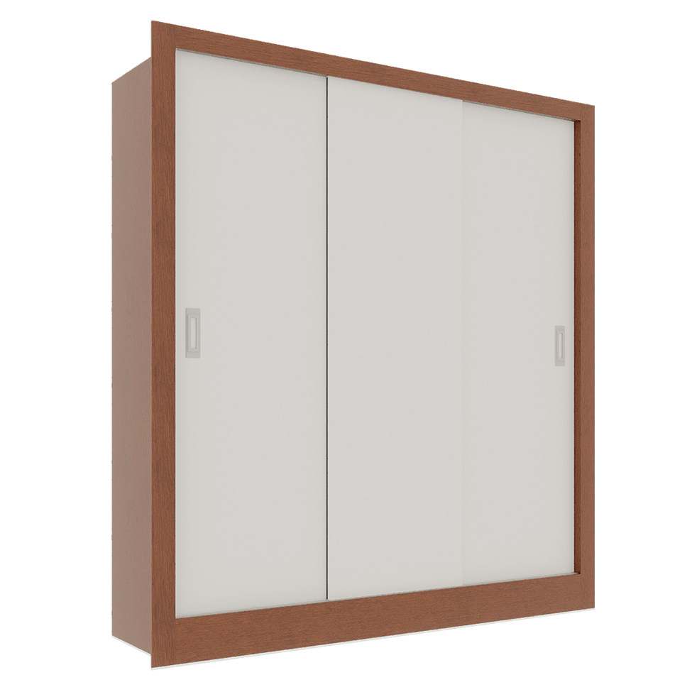 Guarda-Roupa Casal  Luiza 3 Portas 2 Gavetas Branco e Marrom 190 cm