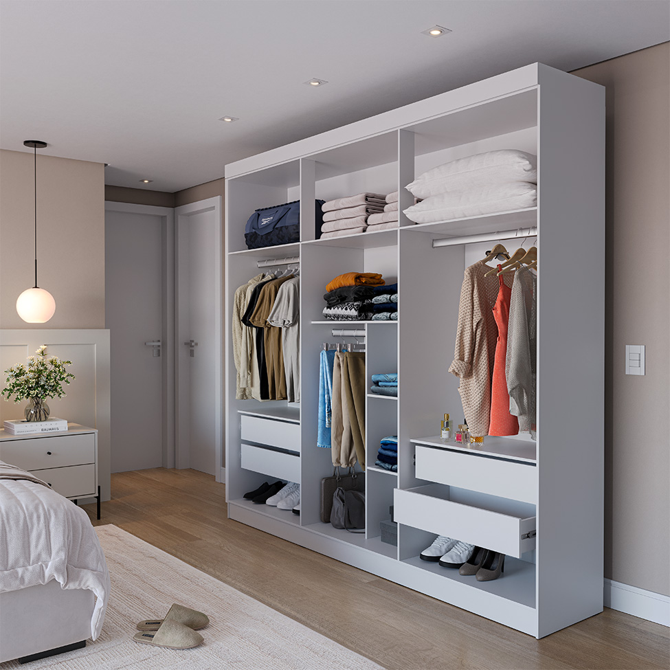 Guarda-Roupa Casal Ana 6 Portas 4 Gavetas Branco