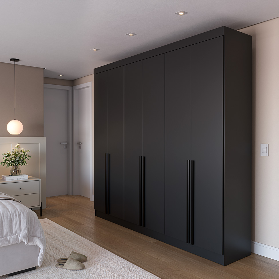 Guarda-Roupa Casal Ana 6 Portas 4 Gavetas Preto