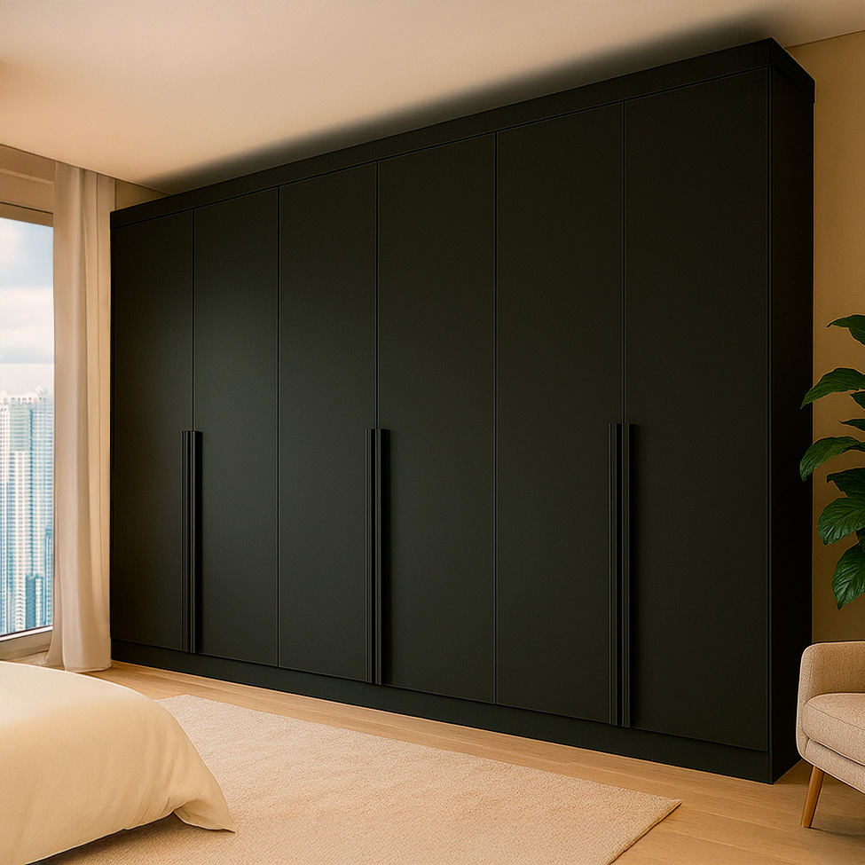 Guarda-Roupa Casal Ana 6 Portas 4 Gavetas Preto