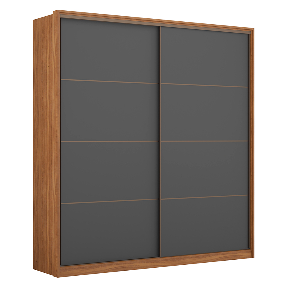 Guarda-Roupa Casal Belga 2 Portas 3 Gavetas Grafito e Amendola