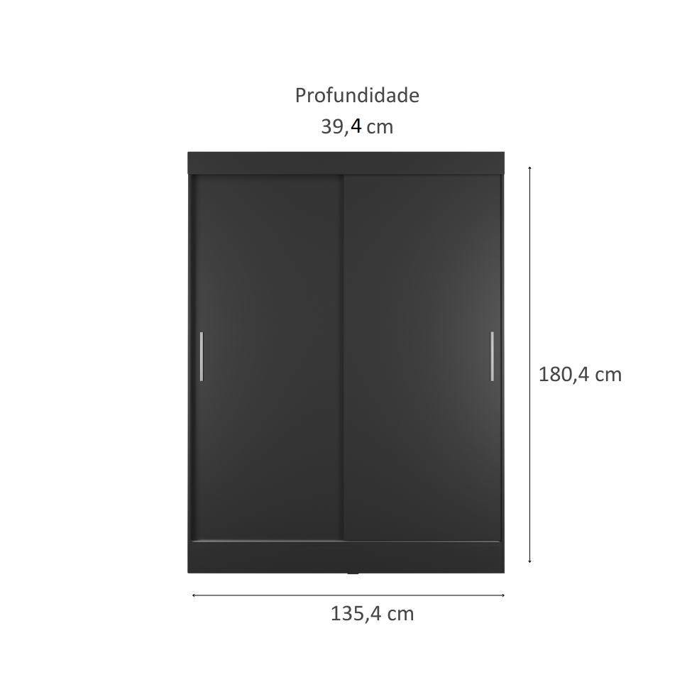 Guarda-Roupa Casal Boreal 2 Portas Preto
