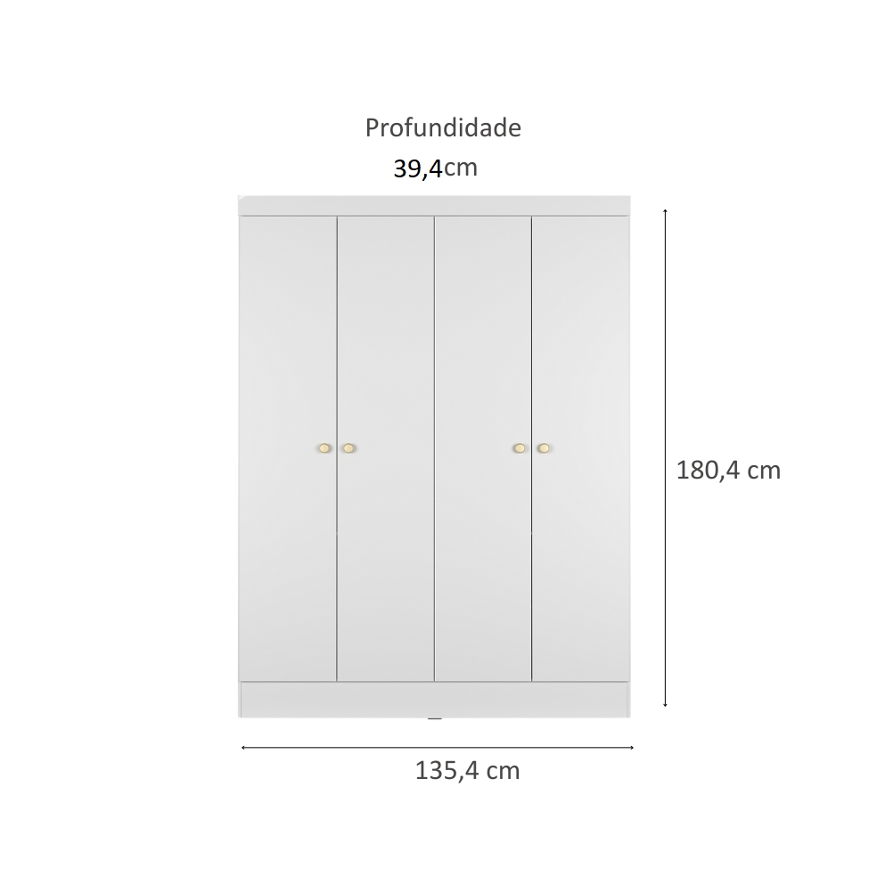 Guarda-Roupa Casal Boreal 4 Portas Branco