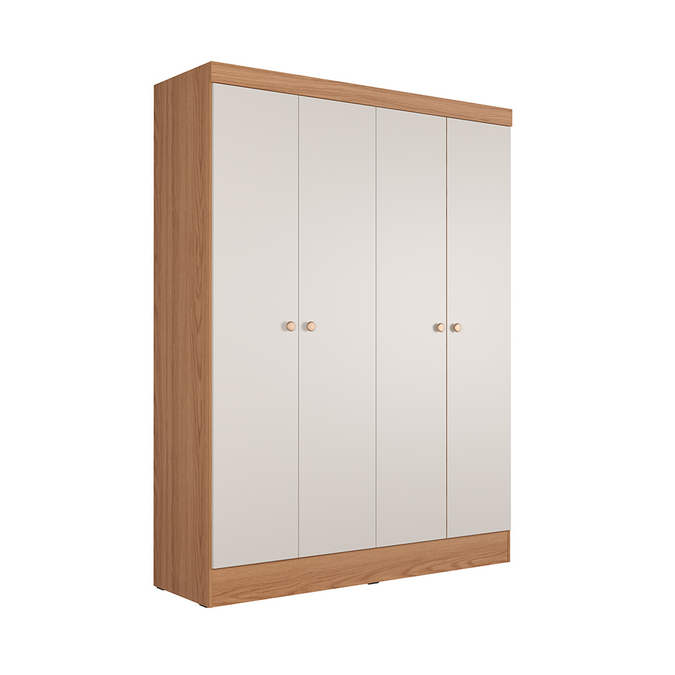 Guarda-Roupa Casal Boreal 4 Portas Carvalho e Off White