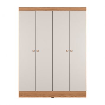 Guarda-Roupa Casal Boreal 4 Portas Carvalho e Off White