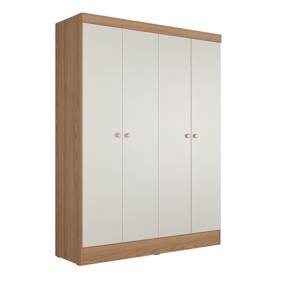 Guarda-Roupa Casal Boreal 4 Portas Carvalho e Off White